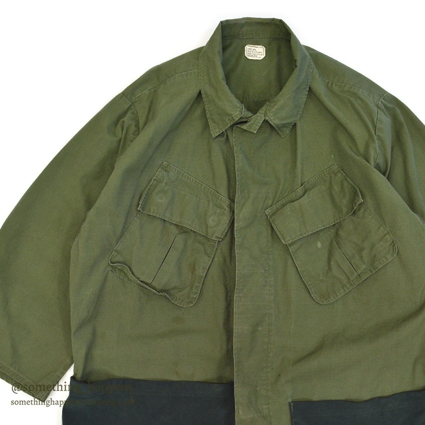 1960's U.S.ARMY JUNGLE FATIGUE JACKET / MODIFIED ... LARGE-LONG