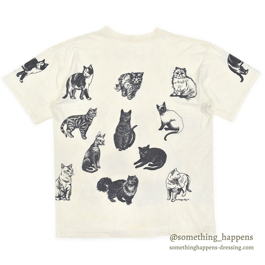 1990's MICHIGAN RAG CO. CAT PRINT T-SHIRT  | NEW ARRIVALS