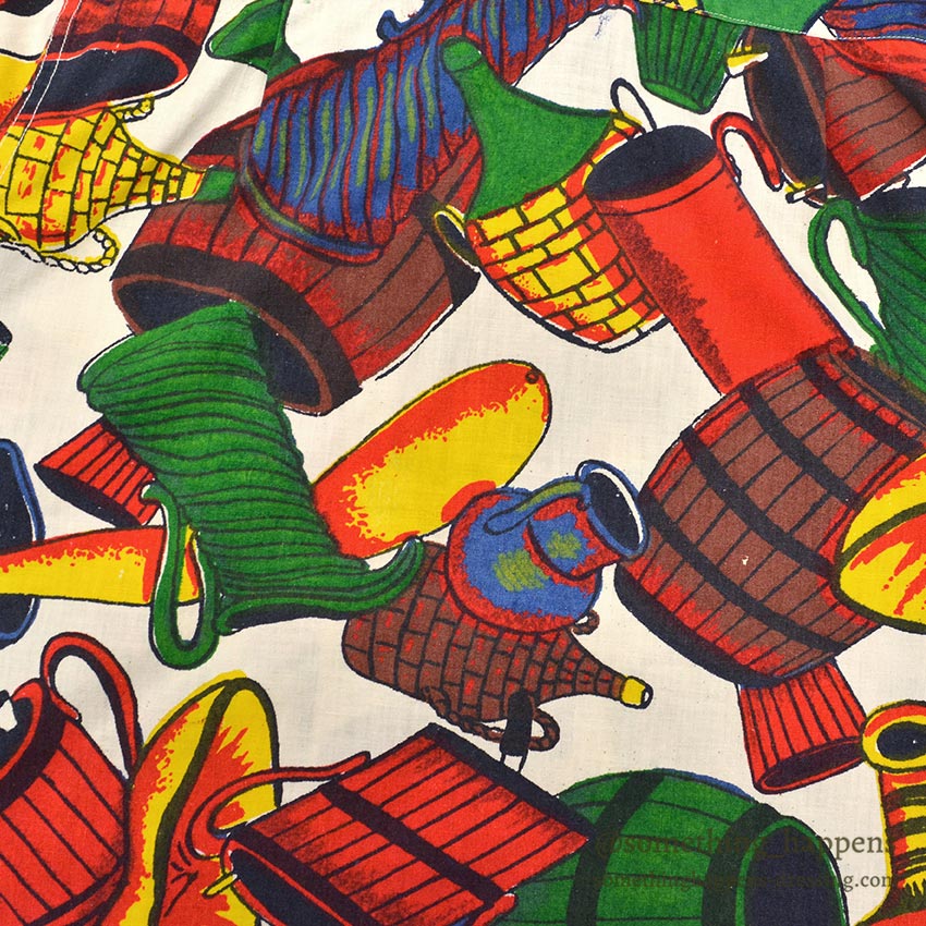 1950's Tel-Art HAND MADE IN MEXICO SHIRT / RICH, VIBRANT COLOR PATTERN ... L