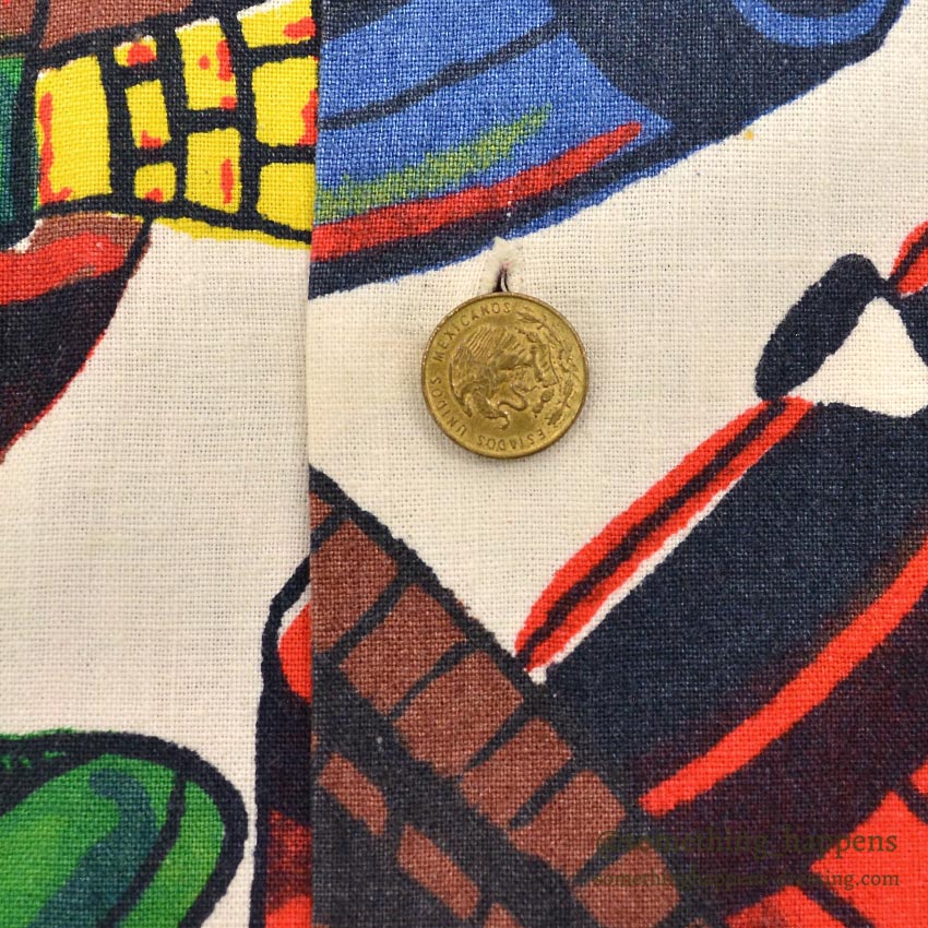 1950's Tel-Art HAND MADE IN MEXICO SHIRT / RICH, VIBRANT COLOR PATTERN ... L