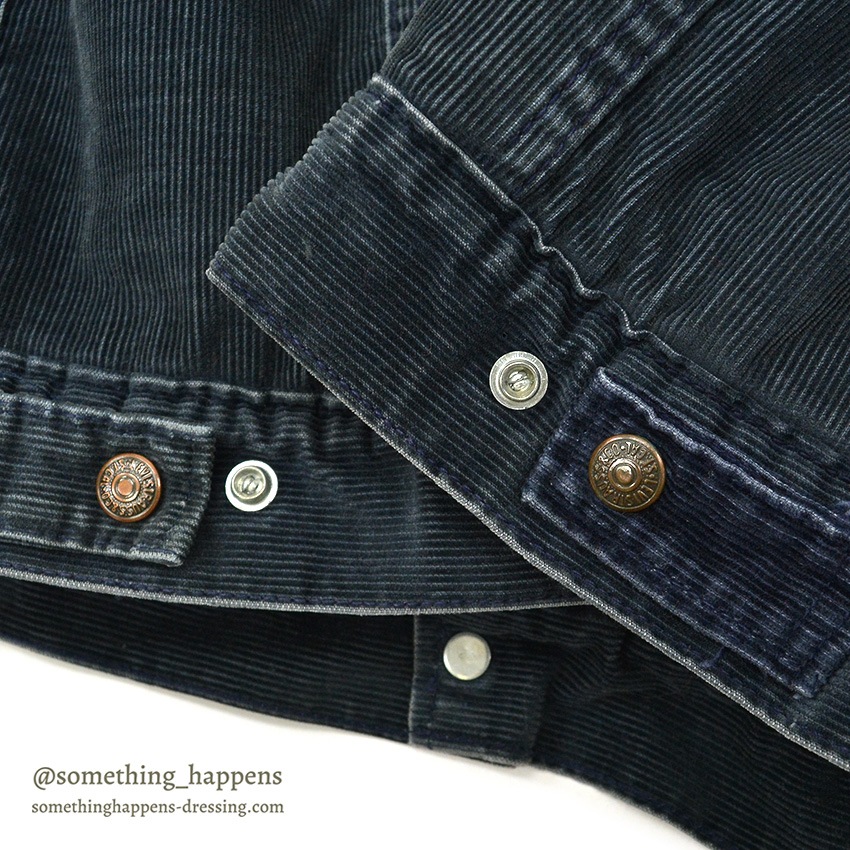 Levi's Trucker Jacket, Padded, Corduroy Boa Jacket, Men's Size M (approx.) cotton Charcoal Vintage Second Hand