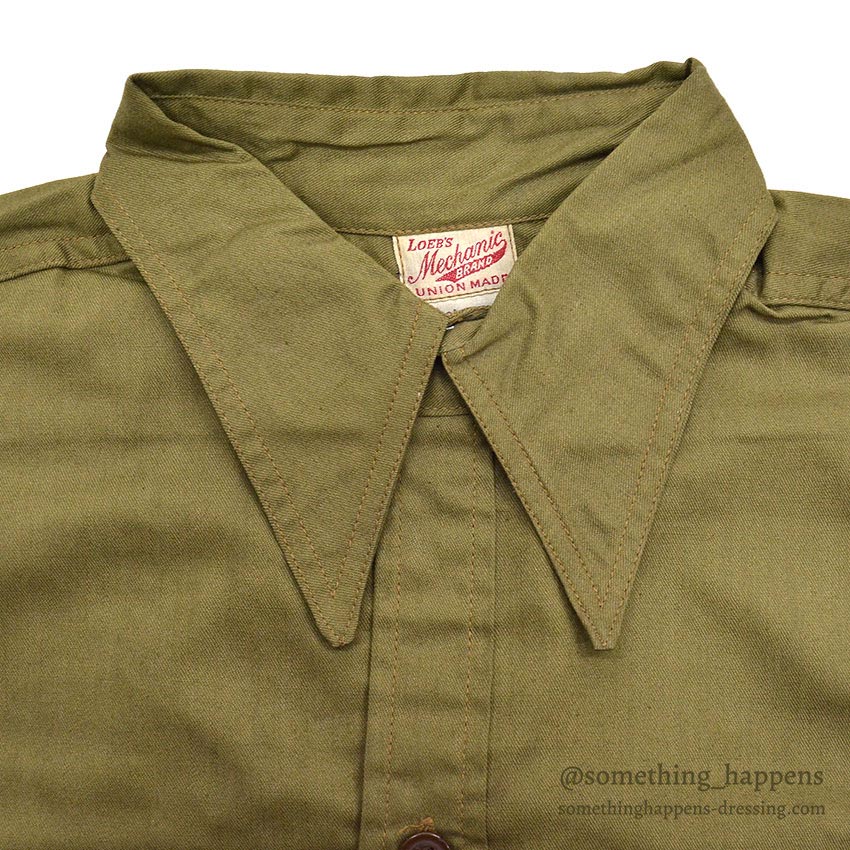 ~1940's DEADSTOCK LOEB'S MECHANIC BRAND COTTON WORK SHIRT / CHIN STRAP ... 15