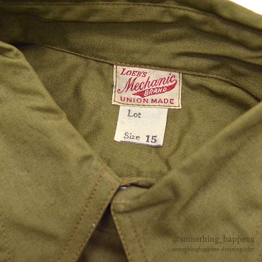 ~1940's DEADSTOCK LOEB'S MECHANIC BRAND COTTON WORK SHIRT / CHIN STRAP ... 15