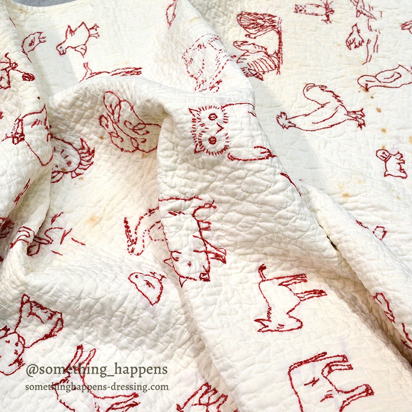 REDWORK HAND EMBROIDERY PATTERN BABY QUILT ... 85cm/64cm