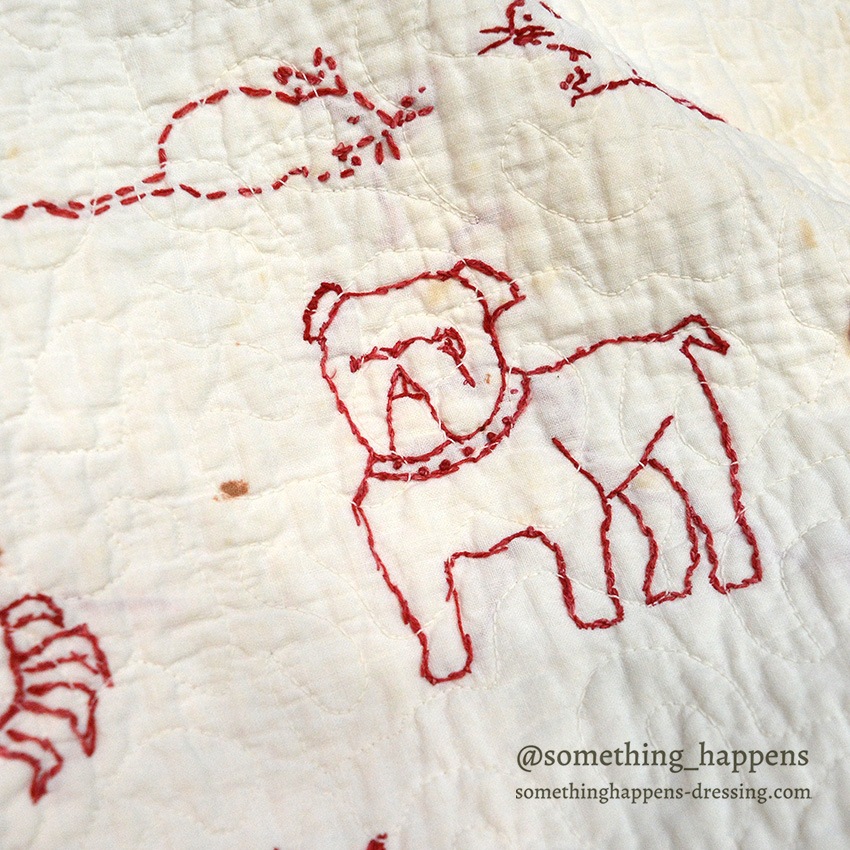 REDWORK HAND EMBROIDERY PATTERN BABY QUILT ... 85cm/64cm