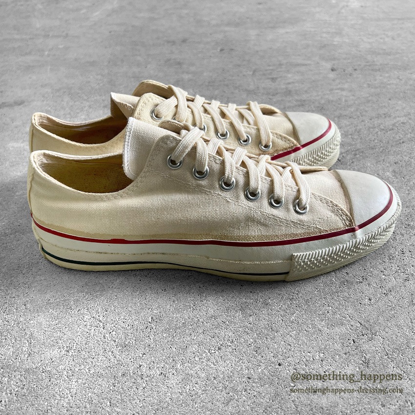 1980's DEADSTOCK CONVERSE ALLSTAR OX WHITE CANVAS ... 7 1/2