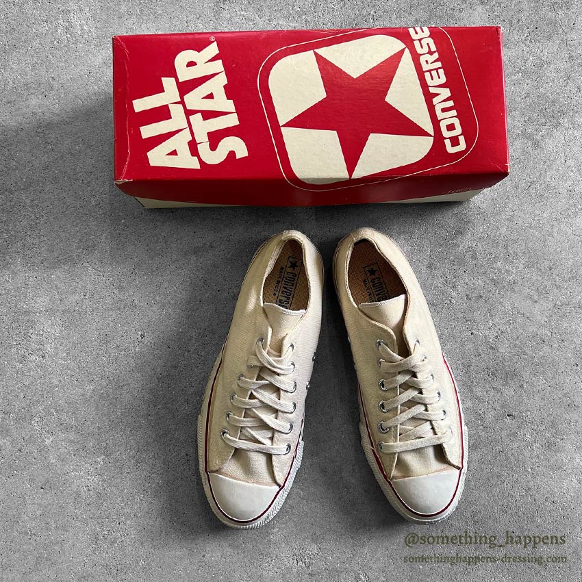 1980's DEADSTOCK CONVERSE ALLSTAR OX WHITE CANVAS ... 7 1/2