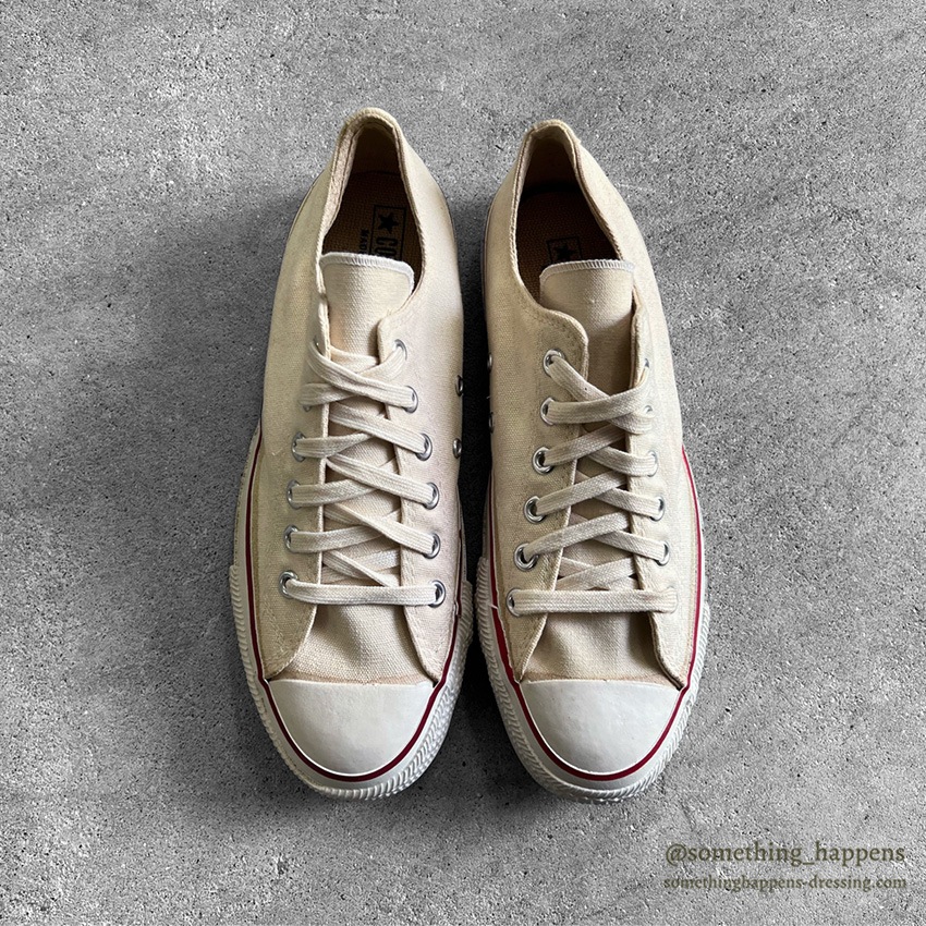 1980's DEADSTOCK CONVERSE ALLSTAR OX WHITE CANVAS ... 7 1/2