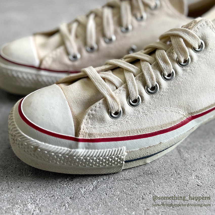 1980's DEADSTOCK CONVERSE ALLSTAR OX WHITE CANVAS ... 7 1/2