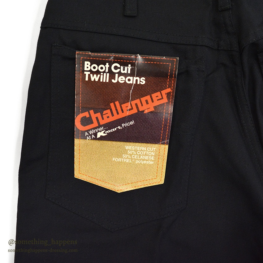 1970's DEADSTOCK CHALLENGER BY Kmart BLACK BOOT CUT TWILL PANTS