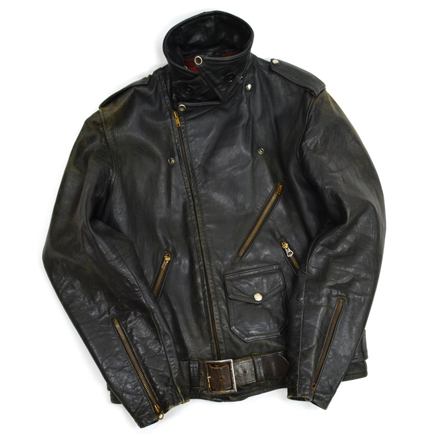 50's Genuine Horsehide FRONT QUARTERS Horsehide Double Riders Jacket ... 40