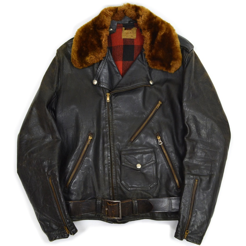 50's Genuine Horsehide FRONT QUARTERS Horsehide Double Riders Jacket ... 40