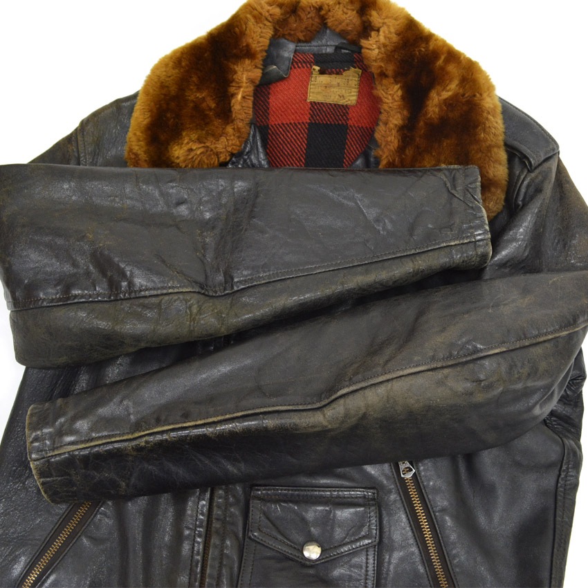 50's Genuine Horsehide FRONT QUARTERS Horsehide Double Riders Jacket ... 40