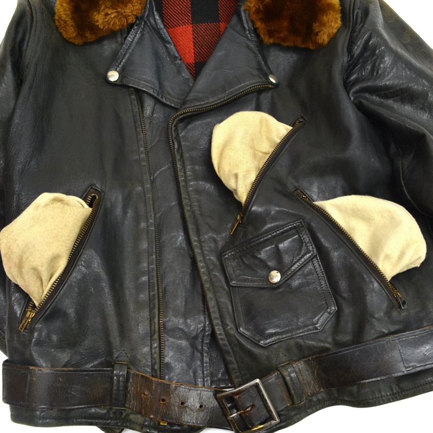 50's Genuine Horsehide FRONT QUARTERS Horsehide Double Riders Jacket ... 40