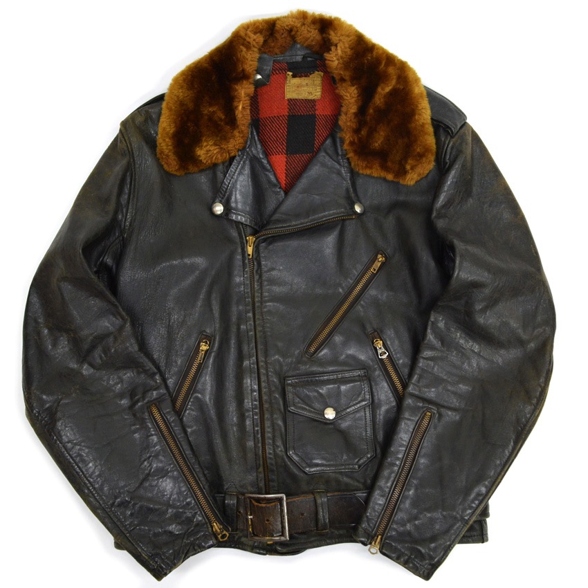 50's Genuine Horsehide FRONT QUARTERS Horsehide Double Riders Jacket ... 40