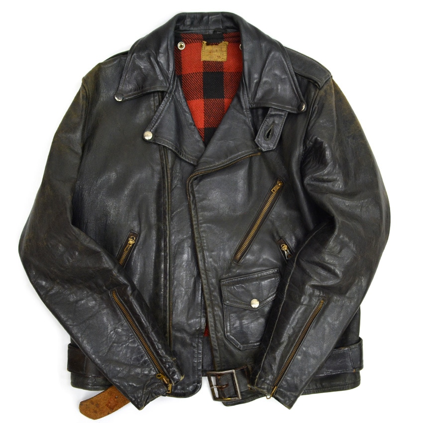 50's Genuine Horsehide FRONT QUARTERS Horsehide Double Riders Jacket ... 40