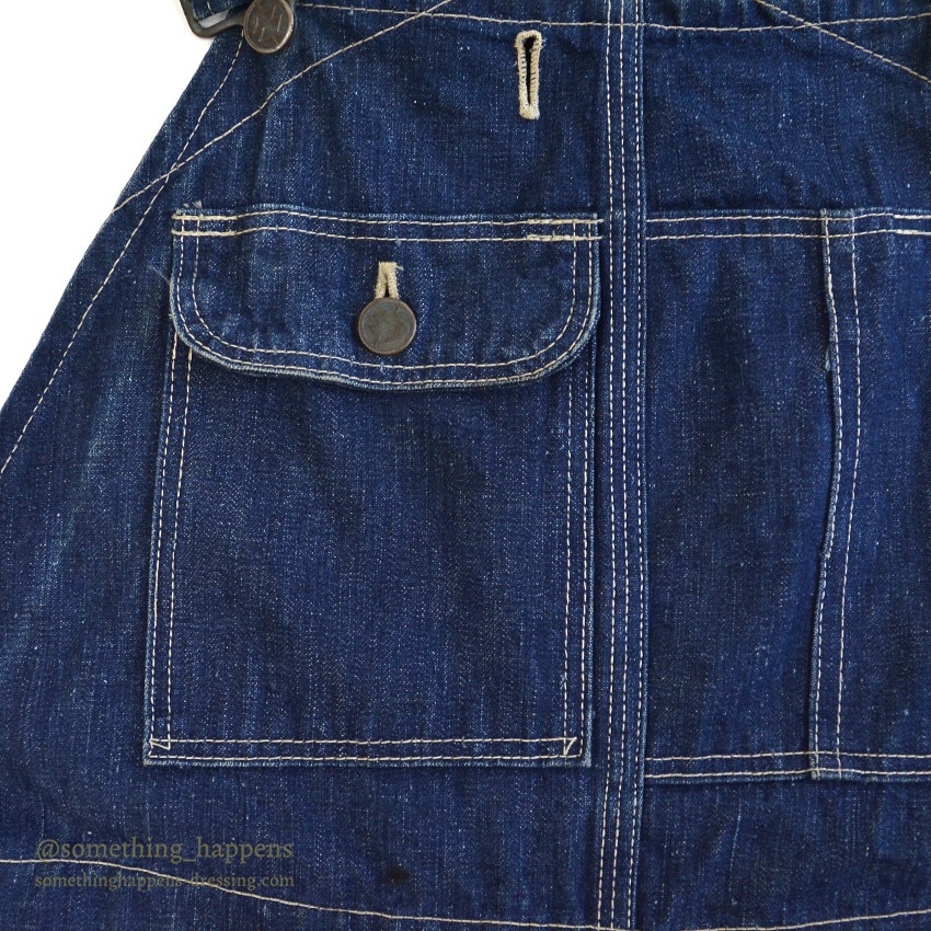 1930's~ WARDS PIONEER DENIM OVERALL / VERY DARK ... W37/L26