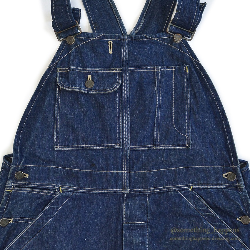 1930's~ WARDS PIONEER DENIM OVERALL / VERY DARK ... W37/L26