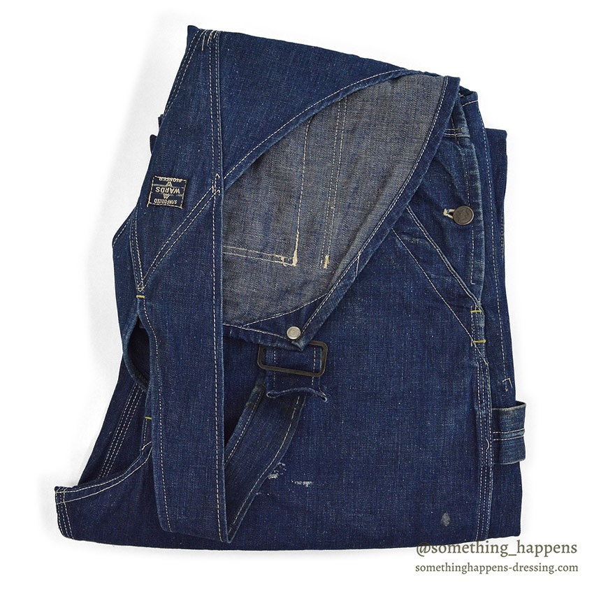 1930's~ WARDS PIONEER DENIM OVERALL / VERY DARK ... W37/L26