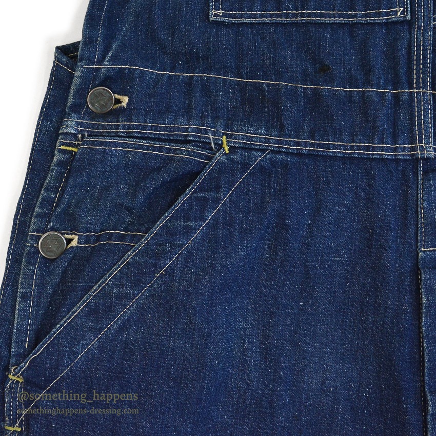 1930's~ WARDS PIONEER DENIM OVERALL / VERY DARK ... W37/L26