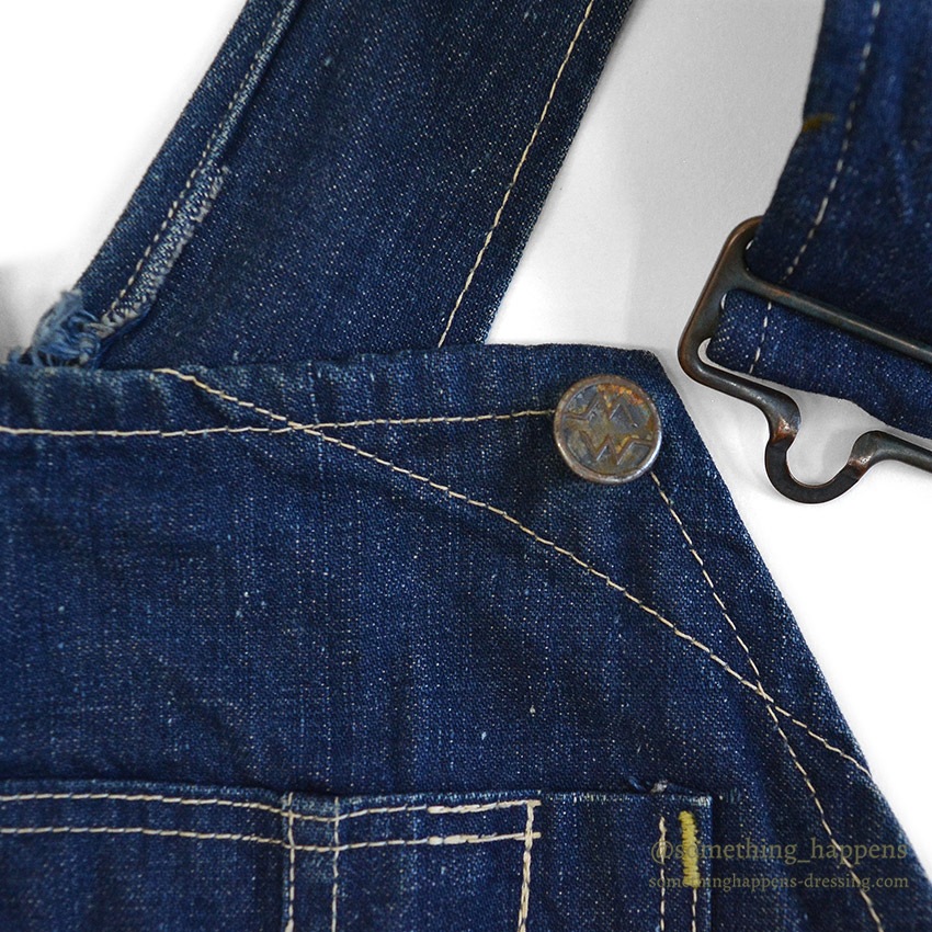 1930's~ WARDS PIONEER DENIM OVERALL / VERY DARK ... W37/L26