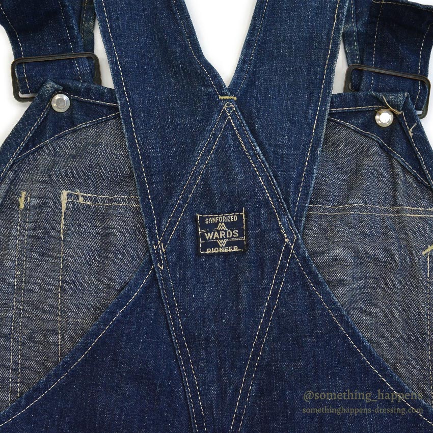 1930's~ WARDS PIONEER DENIM OVERALL / VERY DARK ... W37/L26