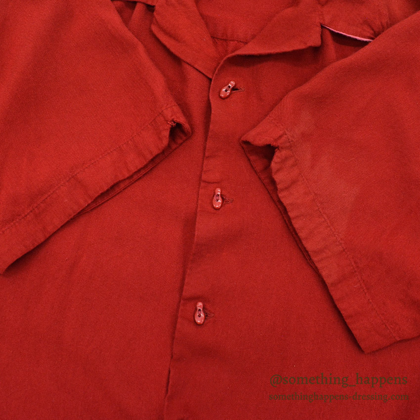 1960's TWO-TONE EMBROIDERY BOWLING RAYON SHIRT / UNIQUE BOWLING PIN BUTTON ...