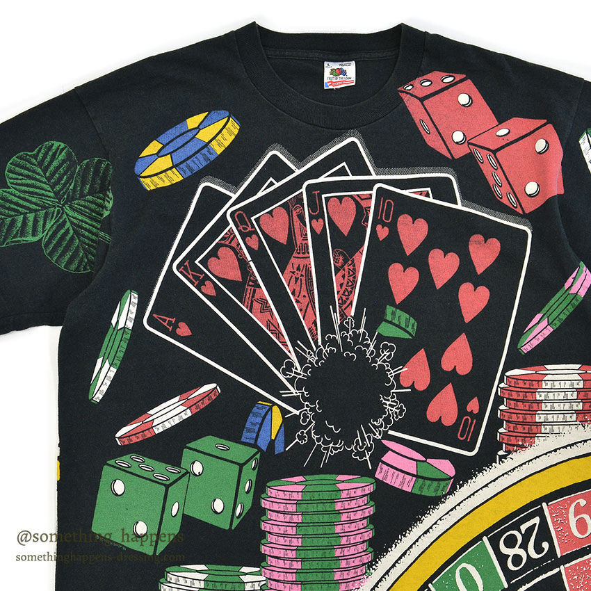 1990's~ FRUIT OF THE LOOM CASINO ALL OVER PRINT T-SHIRT ... L