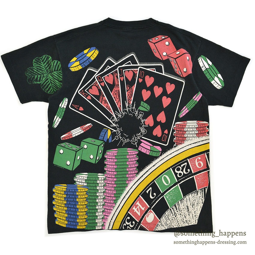 1990's~ FRUIT OF THE LOOM CASINO ALL OVER PRINT T-SHIRT ... L