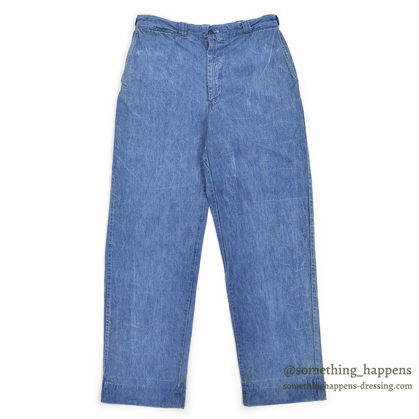 1960's UNKNOWN DENIM WORK TROUSERS / WESTERN COSTUME CO. ... W31/L31