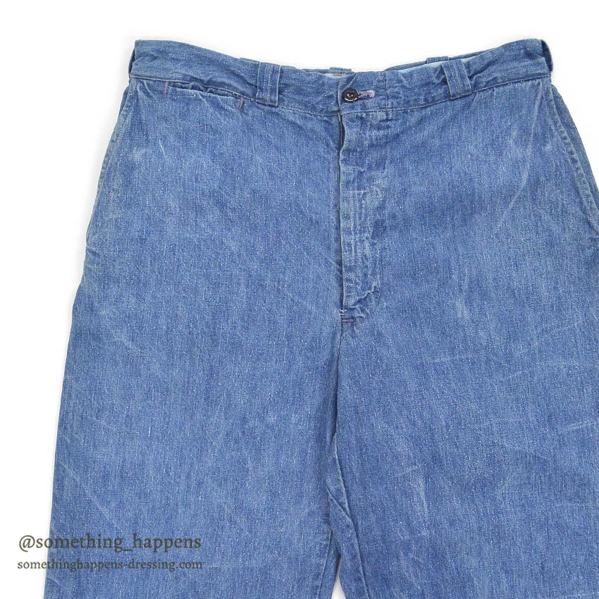 1960's UNKNOWN DENIM WORK TROUSERS / WESTERN COSTUME CO. ... W31/L31