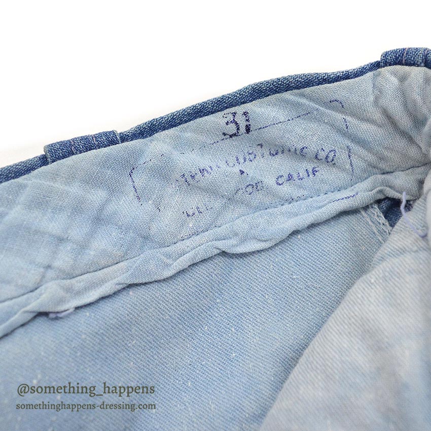 1960's UNKNOWN DENIM WORK TROUSERS / WESTERN COSTUME CO. ... W31/L31
