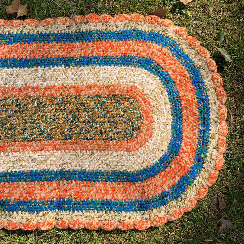 Old American Round Braided Rug Handmade ロング 159cm×54cm Home Decor,SOLD SomethingHappens