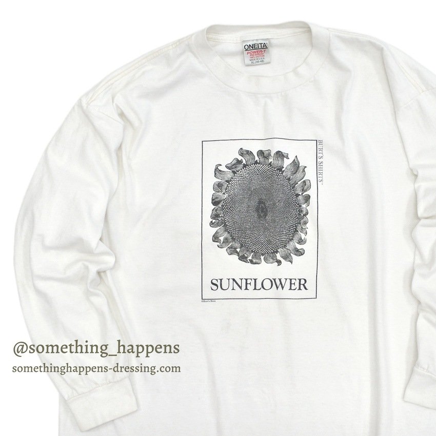 1990's ONEITA BURT'S BEES SUNFLOWER ART L/S T-SHIRT ... XL