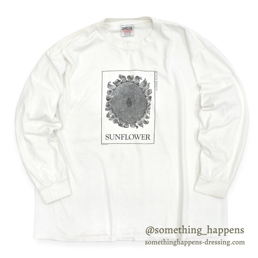 1990's ONEITA BURT'S BEES SUNFLOWER ART L/S T-SHIRT ... XL