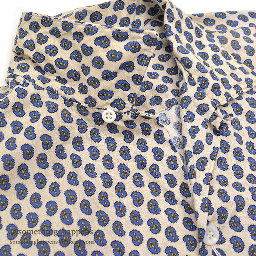 1960's KEY WEST PAISLEY-LIKE PATTERN SHIRT / BLUE ... M