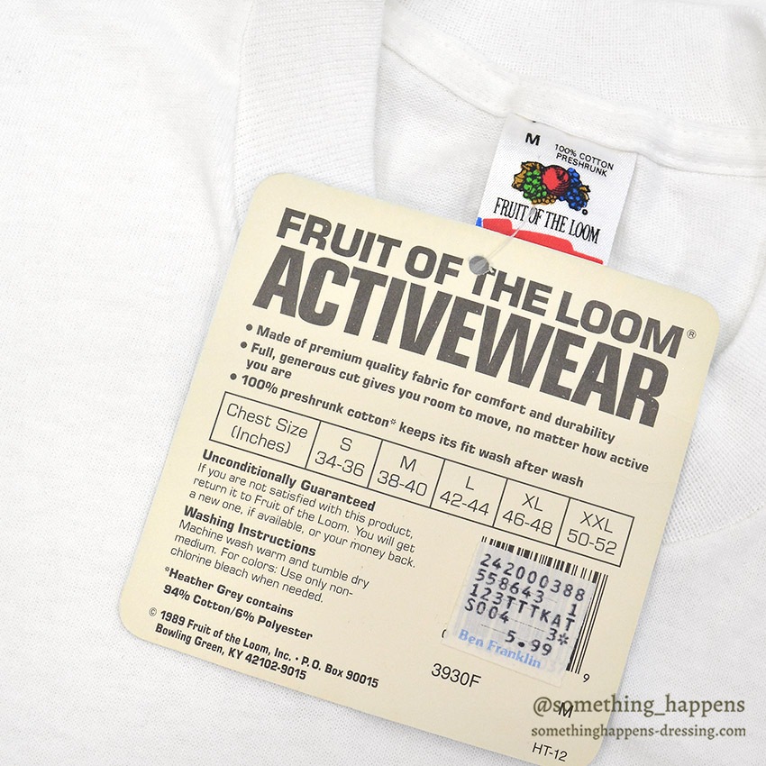 1980's~ FRUIT OF THE LOOM WHITE BLANK T-SHIRT ... M