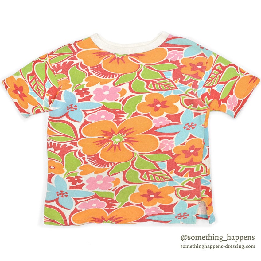 1960's~ HEALTHKNIT FLOWER PATTERN S/S SWEAT SHIRT ... M
