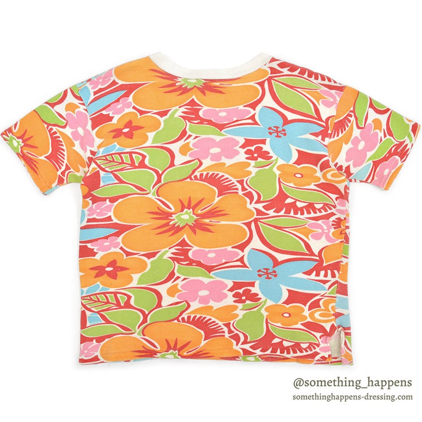 1960's~ HEALTHKNIT FLOWER PATTERN S/S SWEAT SHIRT ... M