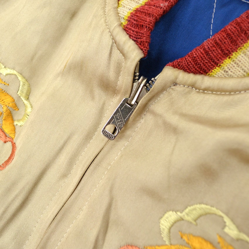 50's JAPAN SOUVENIR JACKET スカジャン ベージュ SPEEDジッパー