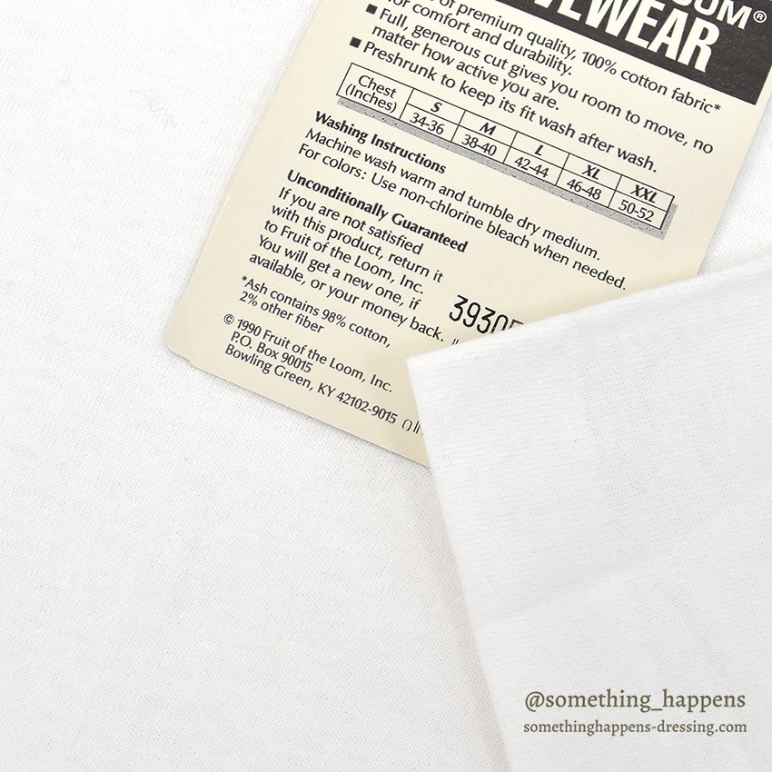 1990's FRUIT OF THE LOOM WHITE BLANK T-SHIRT ... L