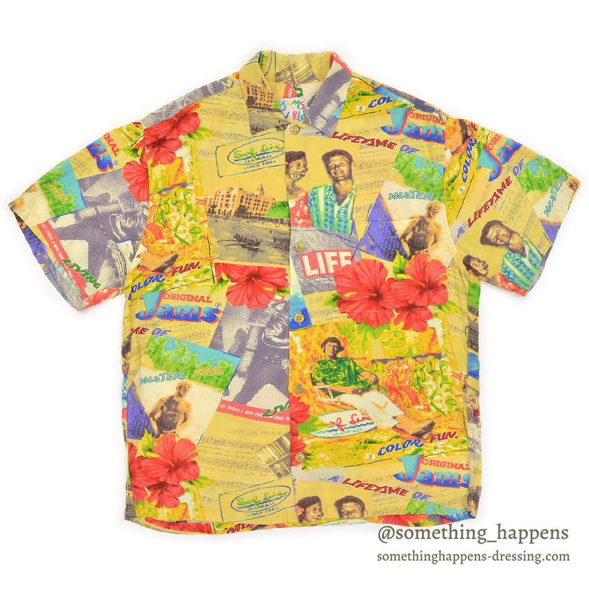 ~1990's JAMS WORLD POP ART RAYON ALOHA SHIRT ... S