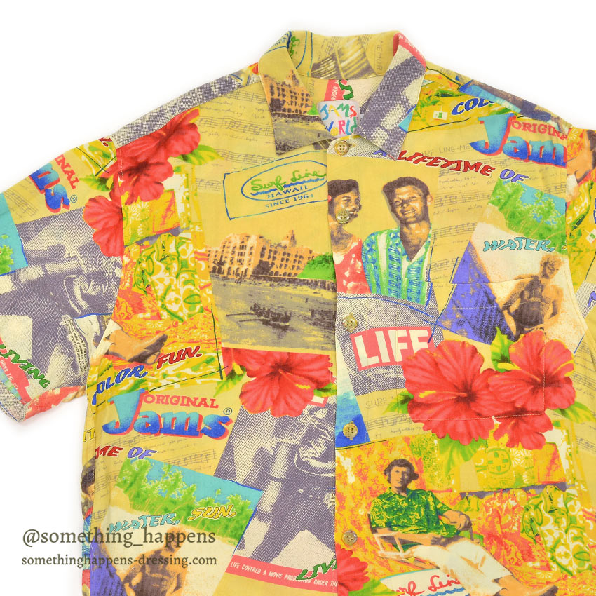 ~1990's JAMS WORLD POP ART RAYON ALOHA SHIRT ... S
