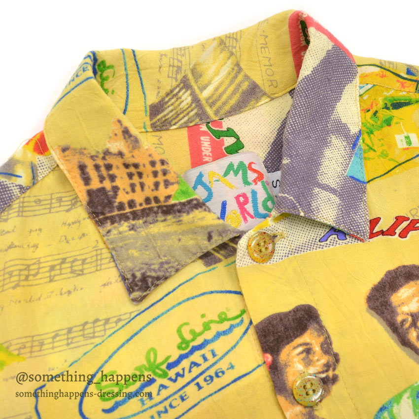 ~1990's JAMS WORLD POP ART RAYON ALOHA SHIRT ... S