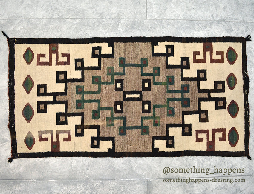 c.1940's NAVAJO RUG DIAMONDS PATTERN ... 136cm/69cm