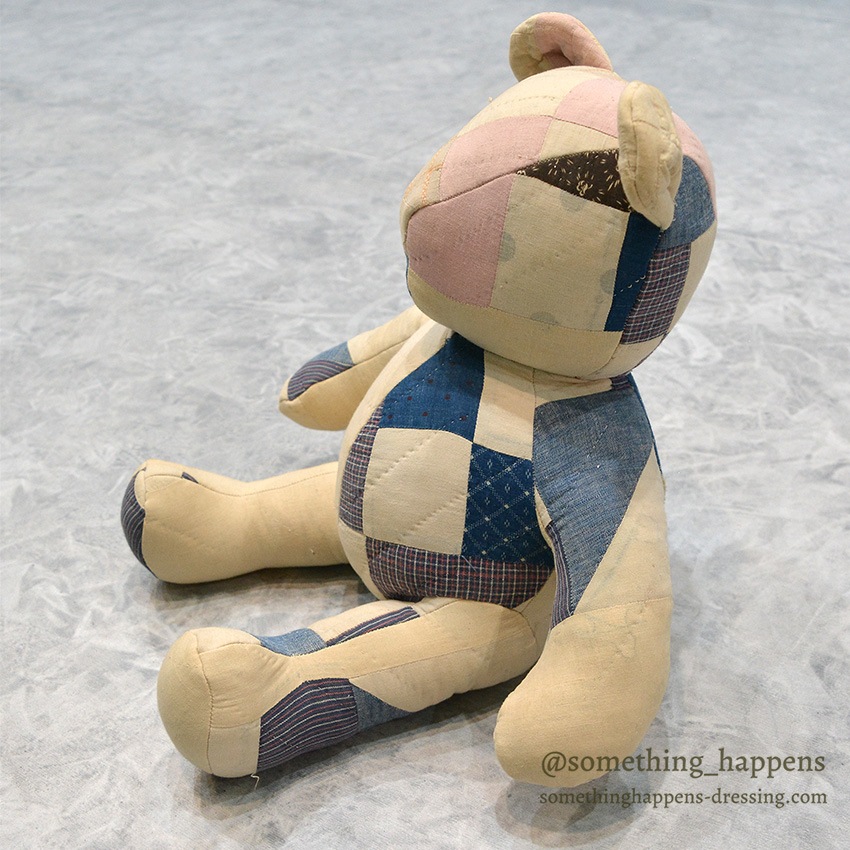 ANTIQUE CALICO PATCHWORK QUILTED TEDDY BEAR  ...