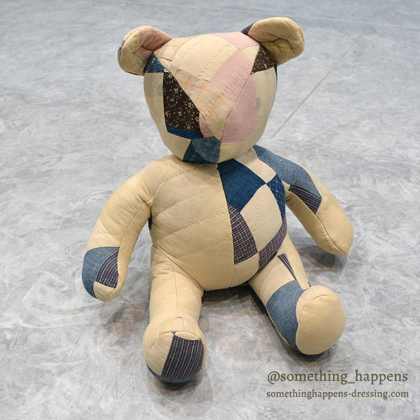 ANTIQUE CALICO PATCHWORK QUILTED TEDDY BEAR  ...