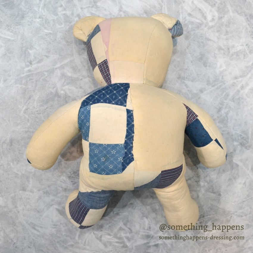 ANTIQUE CALICO PATCHWORK QUILTED TEDDY BEAR  ...