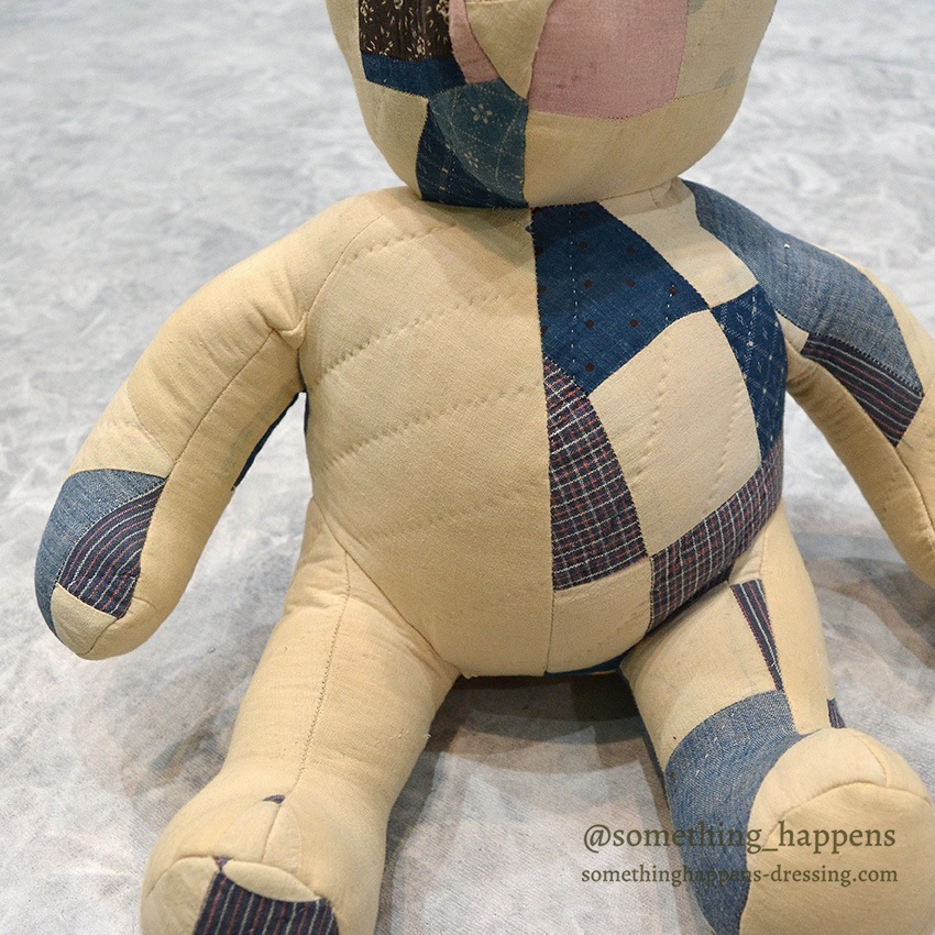 ANTIQUE CALICO PATCHWORK QUILTED TEDDY BEAR  ...