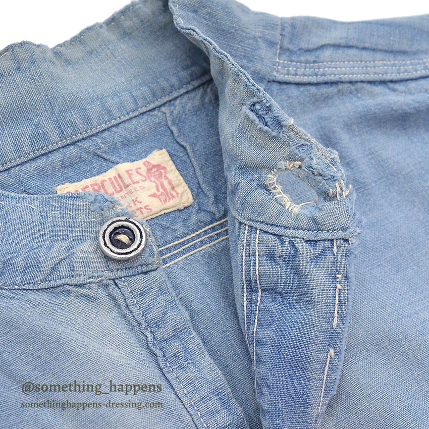 1930's HERCULES PULLOVER CHAMBRAY SHIRT / MISSING CHIN STRAP ...